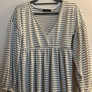 V neck stripe smock top